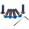 Boss Kit 6 x Pan Head Burnt Titanium Blue Steering Wheel Bolts