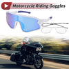 Motorcycle Riding Goggles Blue Lens White Blue Frame UV400