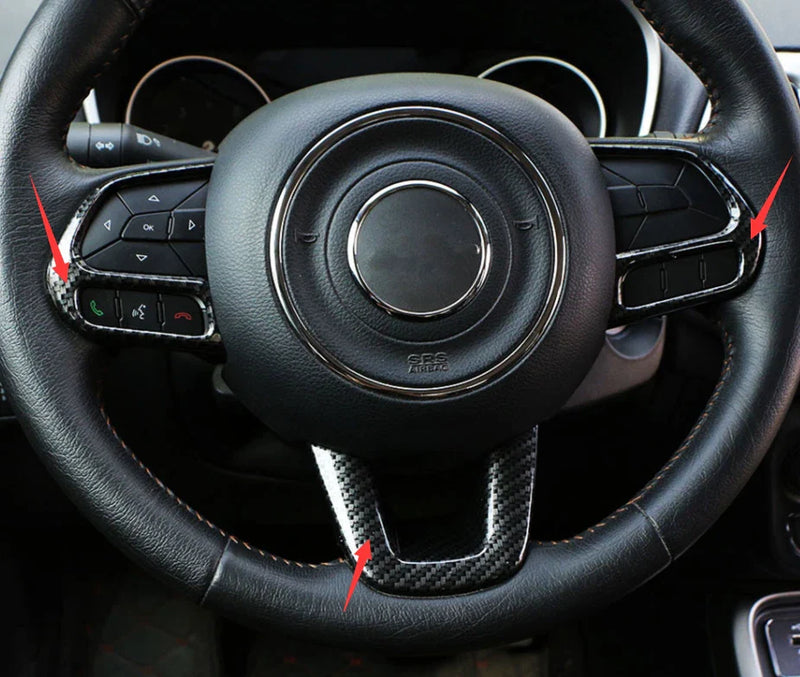Jeep Compass Carbon Fiber Steering Wheel Cover Trim (2017-2021)