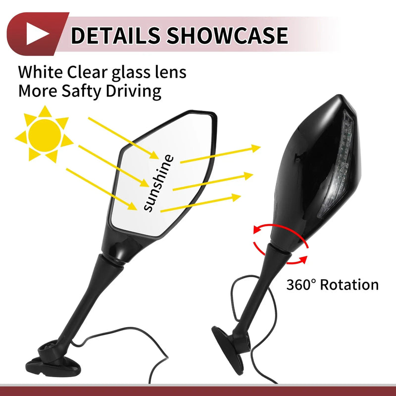 Honda CBR600RR (2003-2014) Black Aluminum Set Rear View Mirrors