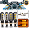 Mini LED Motorcycle Turn Signal Amber Light Blinker Indicator Lamp 4 x  (2015-2023)