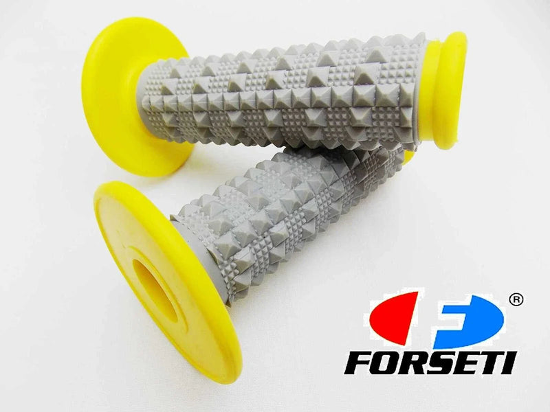 Suzuki RM80 Yellow Grey Diamond Handlebar Grip Set
