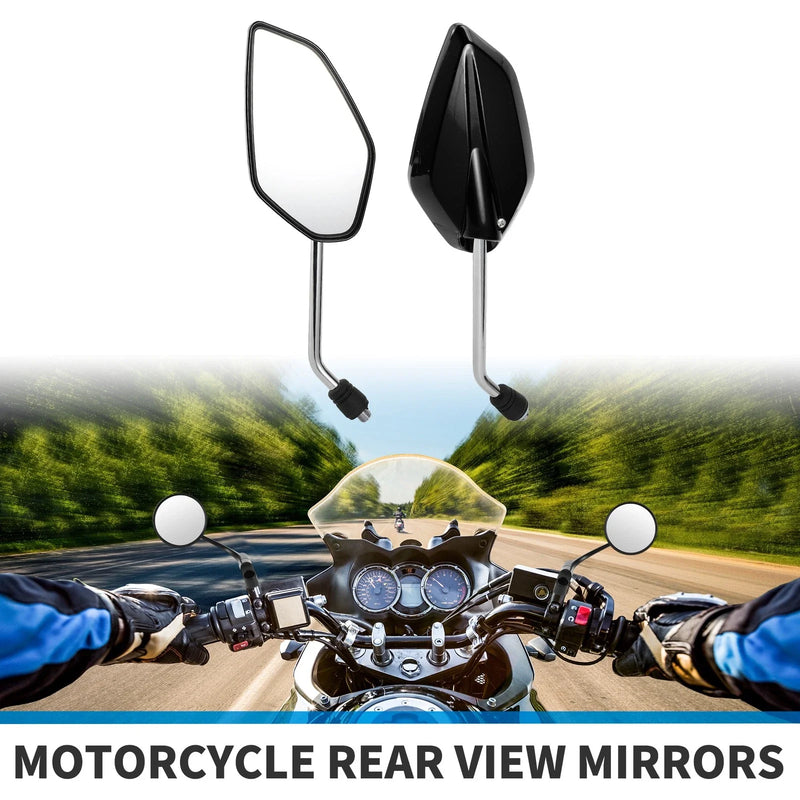 Motorcycle M10 / Rear View Mirrors / Prismatic Shape Handlebar Black Iron