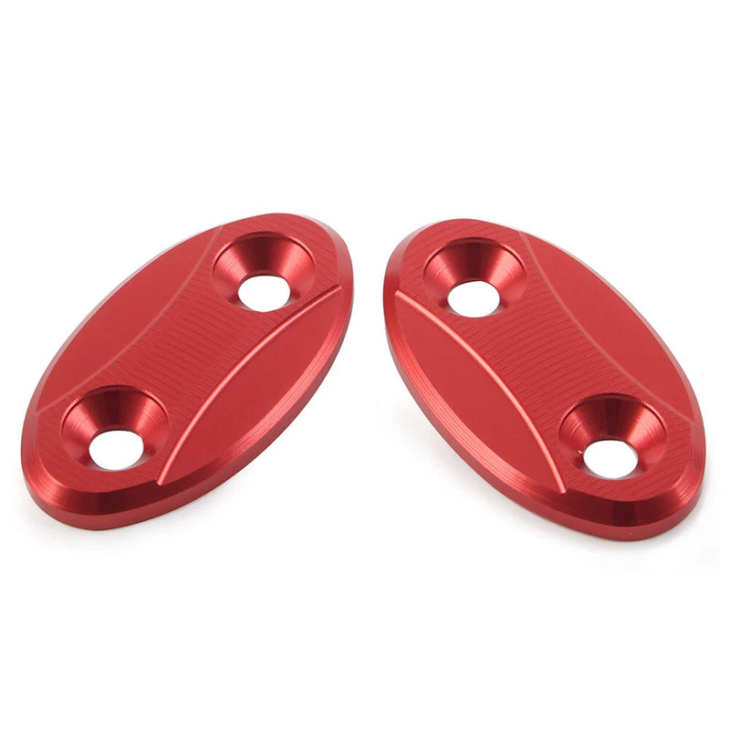 BMW S1000RR Red Rearview Mirror Block Off Base Plates Cover (2009-2018)