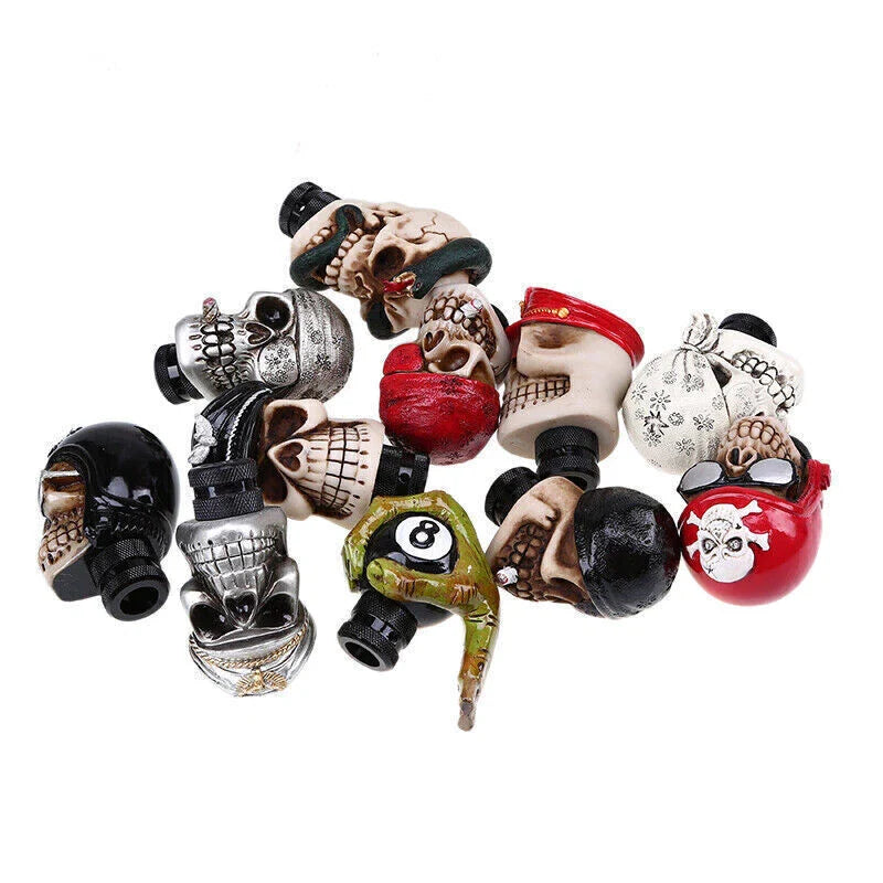 Universal Manual Car - White Skull Head Gear Shift Knob