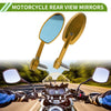 1 Set Motorcycle Rear View Mirrors Oval Shape Gold Tone Aluminum Alloy