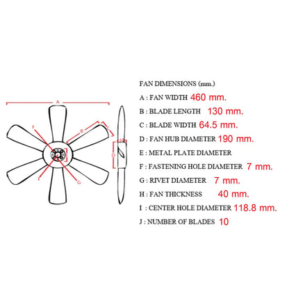 Cooling Fan Blade for Toyota Hilux 4Runner LN200 LN205 2001-2004