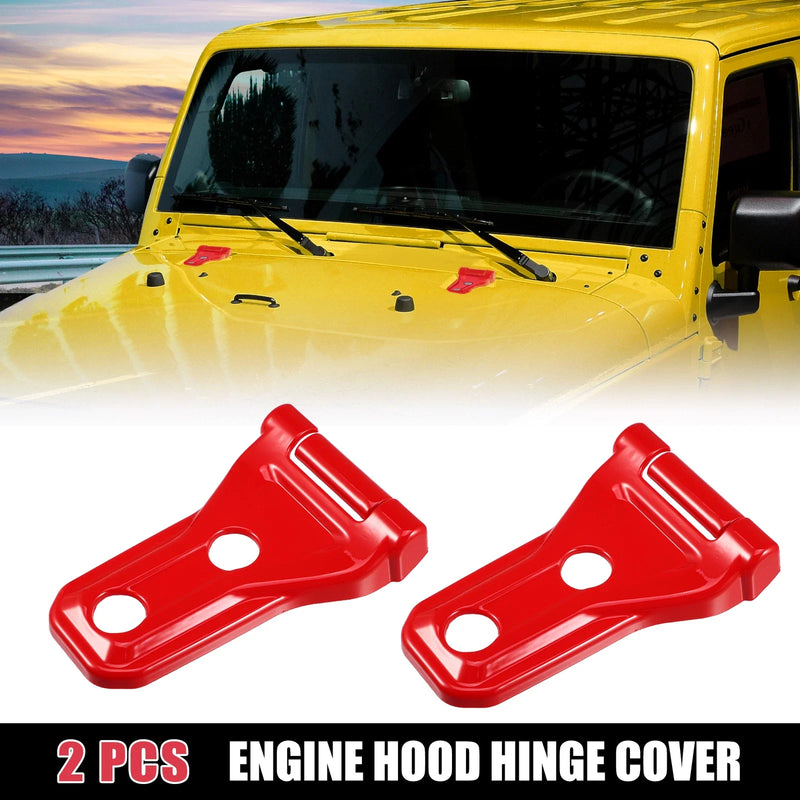 Jeep Wrangler JL JLU (2018-2021) Red Engine Hood Hinge Trim Covers