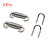Motorcycle 2 x Exhaust Pipe Spring with Pull Hook Stainless Steel Silver Tone