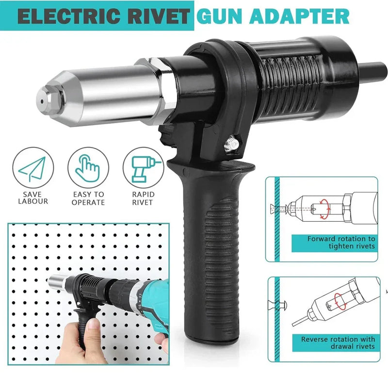 Cordless Drill Nut Riveter Wrench Electric Rivet Gun Adapter Kit