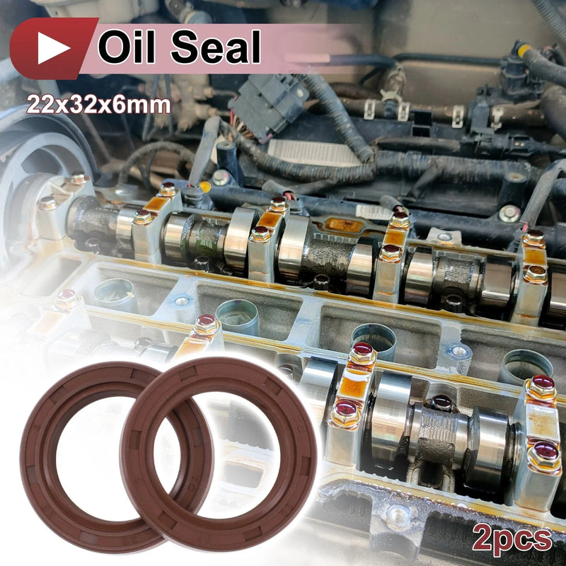 Oil Seal 2 x Rotary Shaft Seal 22x32x6mm Brown FKM Rubber