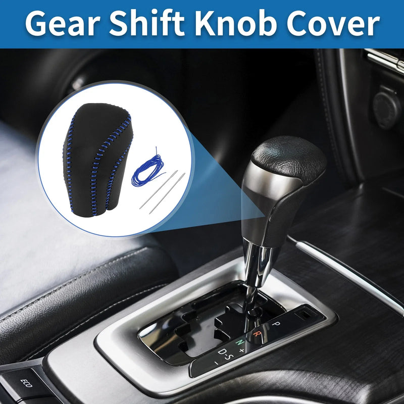 Toyota Camry 1pc Gear Shift Knob Cover Black Blue Faux Leather (2018–2024)