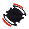 Car 4 Pcs Carbon Fiber Red Door Handle Bowl Protective Film