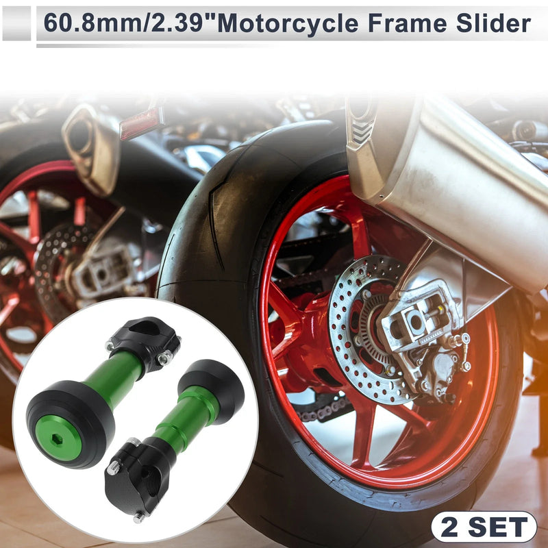 Motorcycle 2 x Slider Frame 0.87-1.1 Aluminum Green
