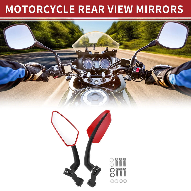 Motorcycle M8/M10 1 Set Side Rearview Mirrors Red Plastic