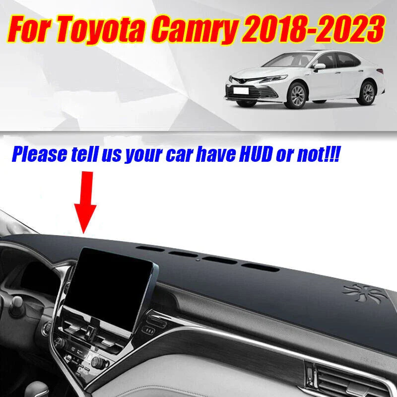 Toyota Camry Black Leather Dashboard Cover Pad Mat (2018–2023)