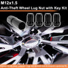 Honda Toyota Black M12x1.5 Tire Wheel Locking Nuts  with Socket Key
