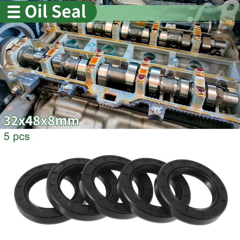 Oil Seal 32x48x8mm Black 5 Pcs Seal Ring Rotary Shaft Seal NBR Rubber