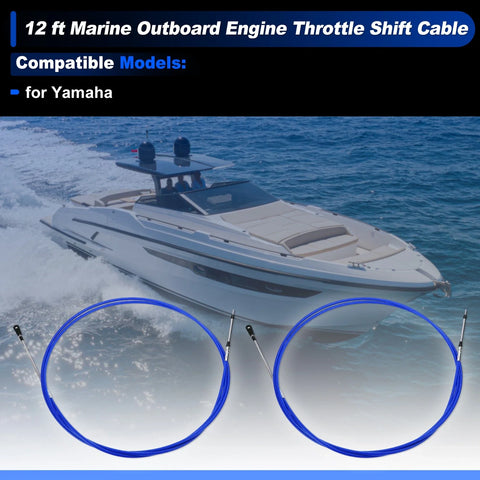 Yamaha 2 x 12 ft Blue Boat Throttle Shift Control Cable