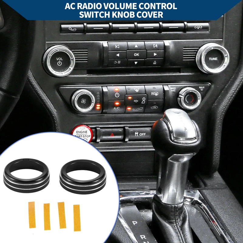 Ford Mustang (2015-2021) - 2 Pcs Black AC Climate Switch Knob Cover Ring