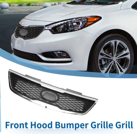 Kia Forte (2010-2013) Black Chrome Silver Tone Front Upper Bumper Grille