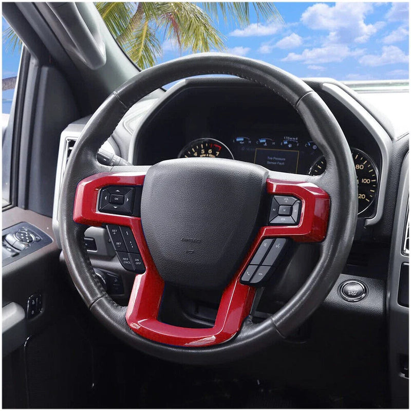 Ford F150 F250 F350 ABS Red Steering Wheel Button Cover (2017-2020)