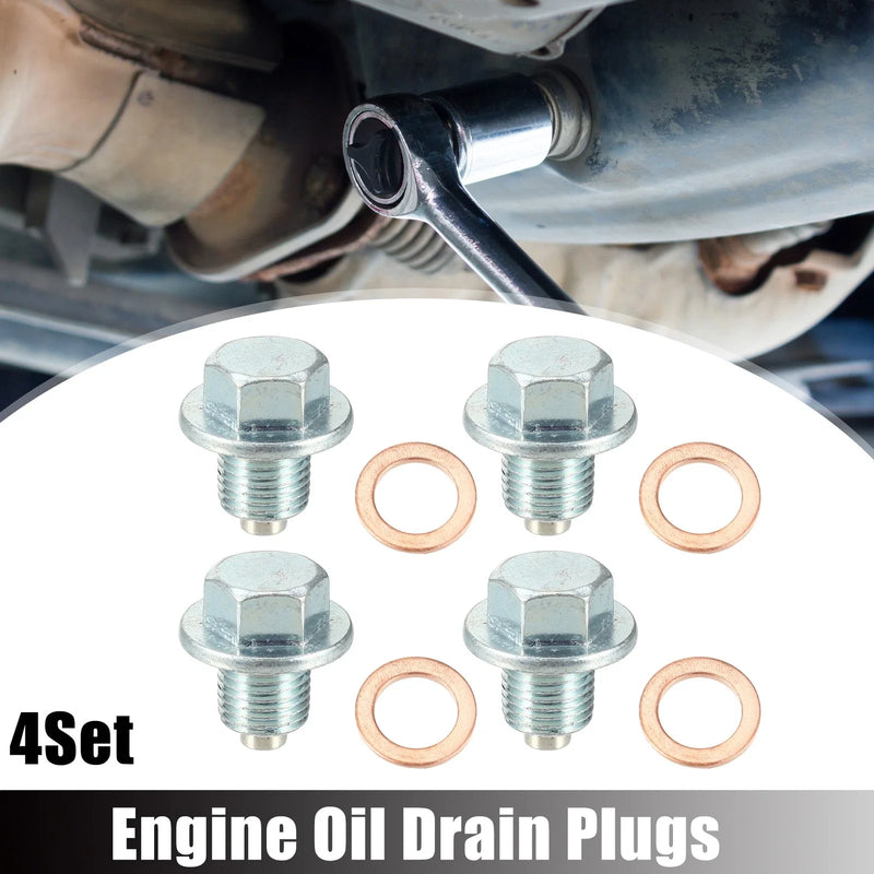 Toyota Silver Tone 4 x M12x1.25 Car Oil Drain Plug with Washers