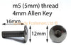 6x Black Aluminium Wind Shield Screen Bolts m5 x 16mm Pan Button Head