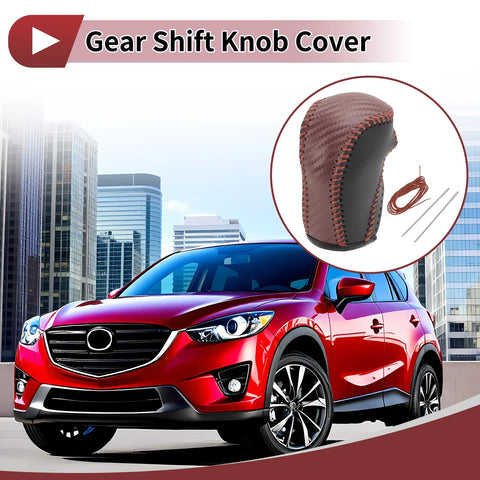 Mazda CX-5 (2013-2014) Black Brown Faux Leather Car Gear Shift Knob Cover