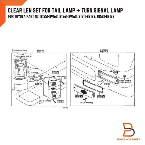 Toyota Hilux Clear Lens Set Turn Signal Bumper Light Tail Rear Lamp (88-96)