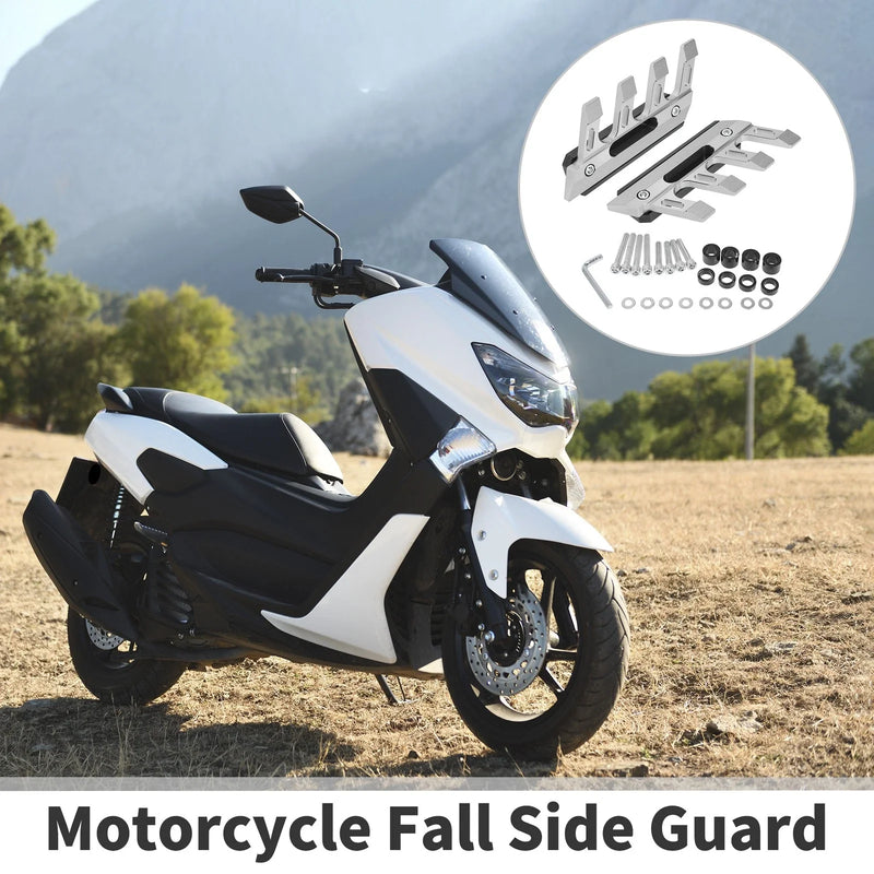 Motorcycle 1 x Fall Side Guard Front Fender Mud Guards Silver Tone