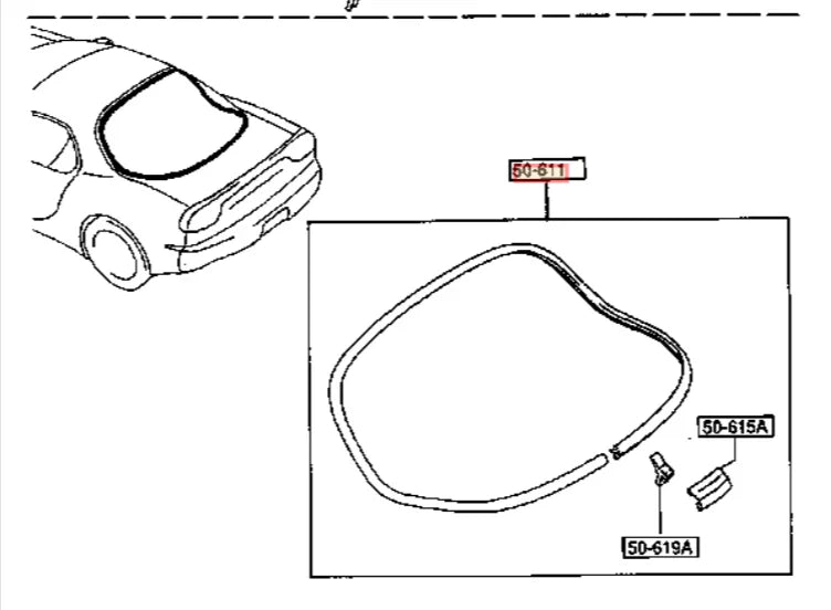 Mazda RX-7 Rear Glass Windshield Molding (1992–1995)