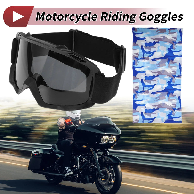 Motorcycle Cycling Sunglasses Riding Goggles Deep Gray Lens Black Frame PC TPU