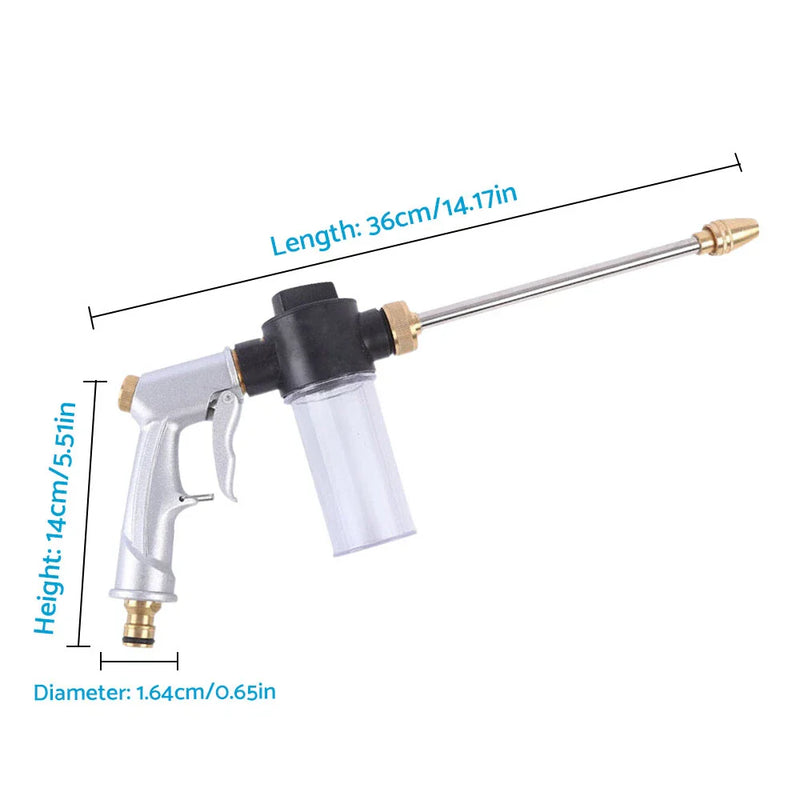 Car Wash Gardening Long Pole Foam Water Bottle Nozzle 360° Rotating