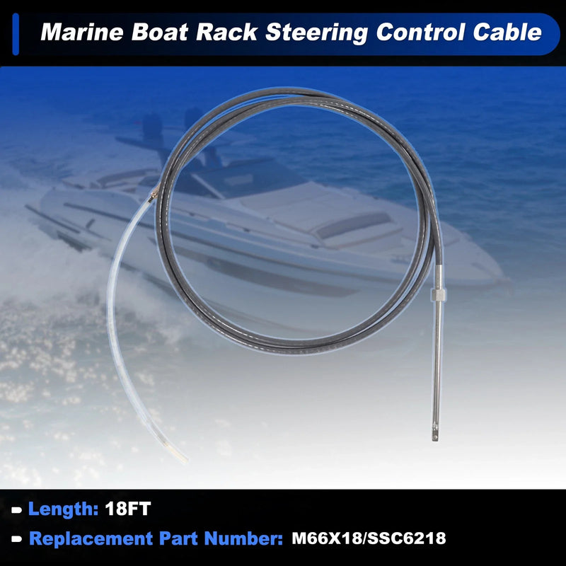 Boat Cable / 18 ft / M66X18 Marine Boat Rack Steering Control Cable Black