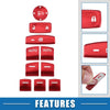 Honda Accord (2018-2022) Red 10 x Car Master Window Switch Button Covers