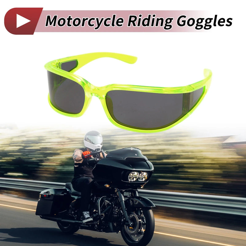 Motorcycle Riding Goggles Gray Lens Green Frame Triacetyl Cellulose