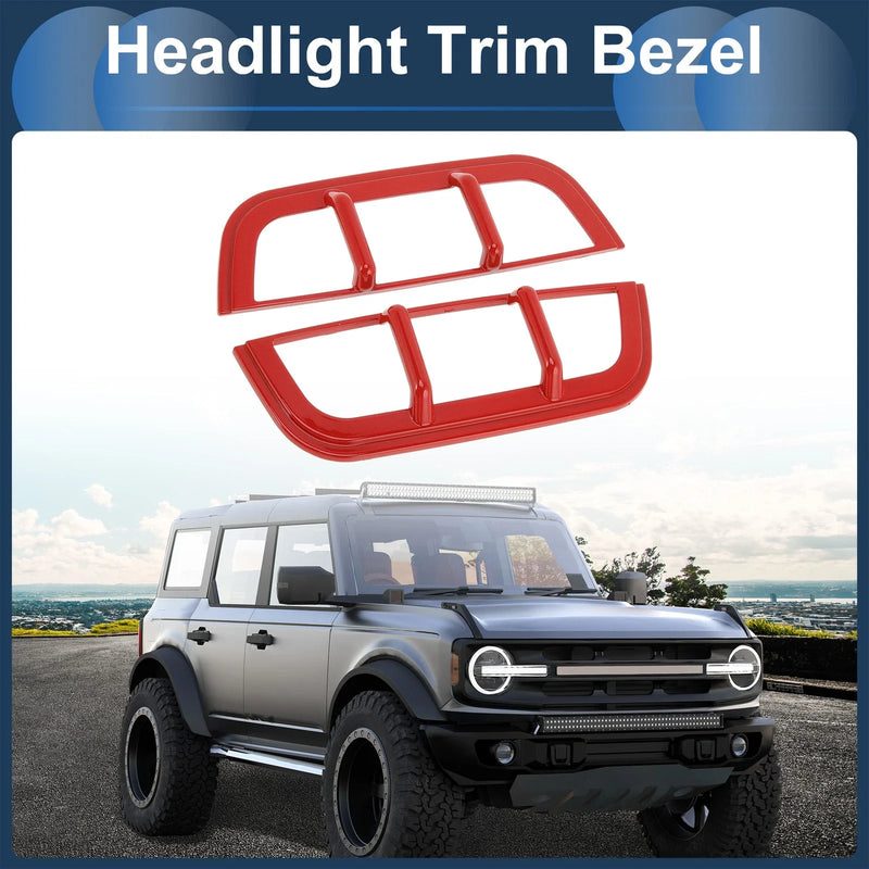 Ford Bronco (Red) - 2 x Front Left & Right Headlight Trim Bezels