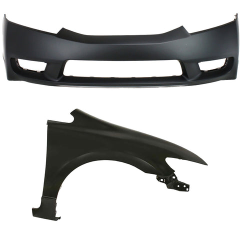 Bumper Cover and Right Fender Kit For 2009-2011 Honda