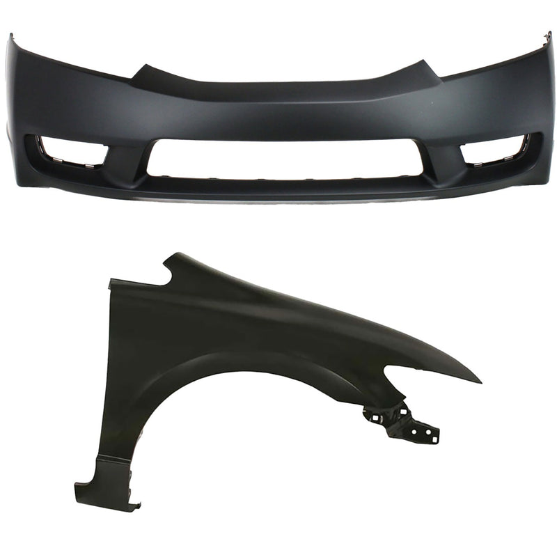 Bumper Cover and Right Fender Kit For 2009-2011 Honda
