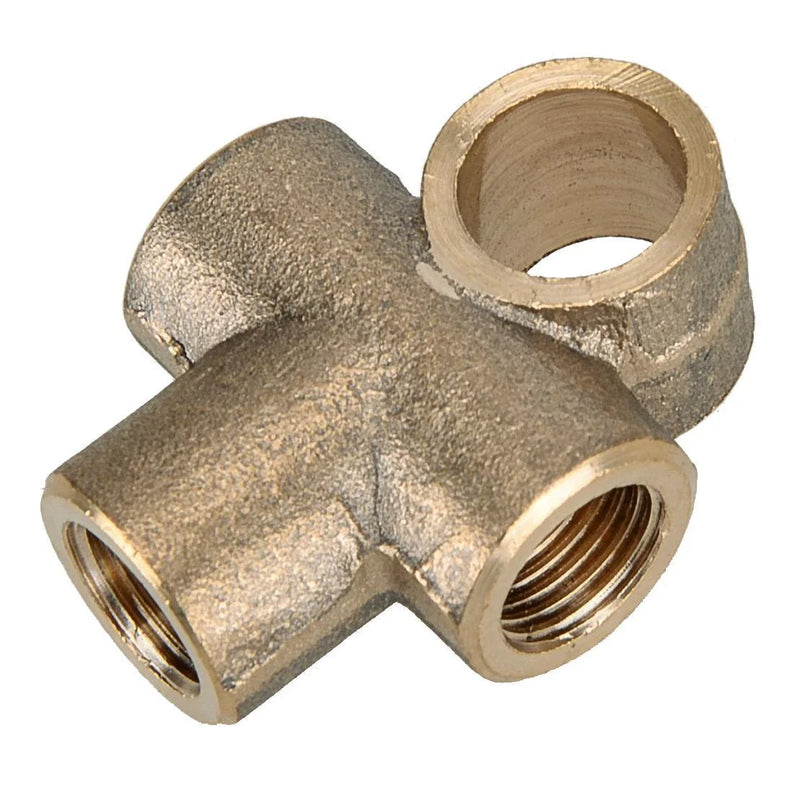 Car M10x1 Brake Line Pipe Brass T 3-Way Female Fitting Connector
