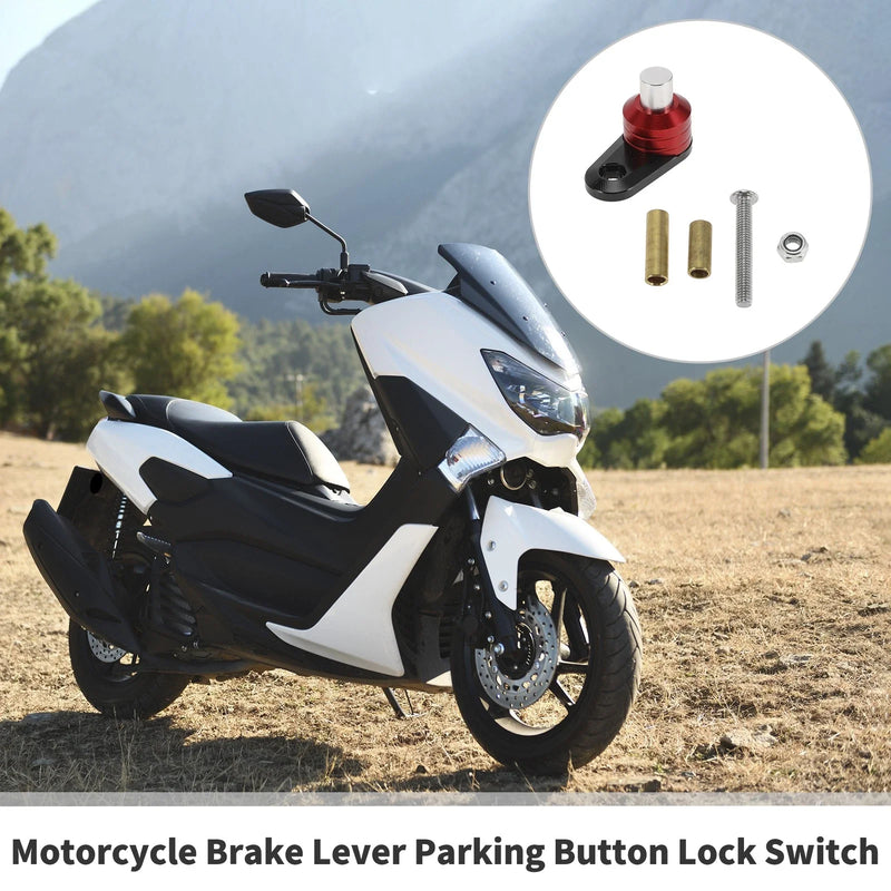 Motorcycle Set Brake Lever Parking Button Lock Switch Red