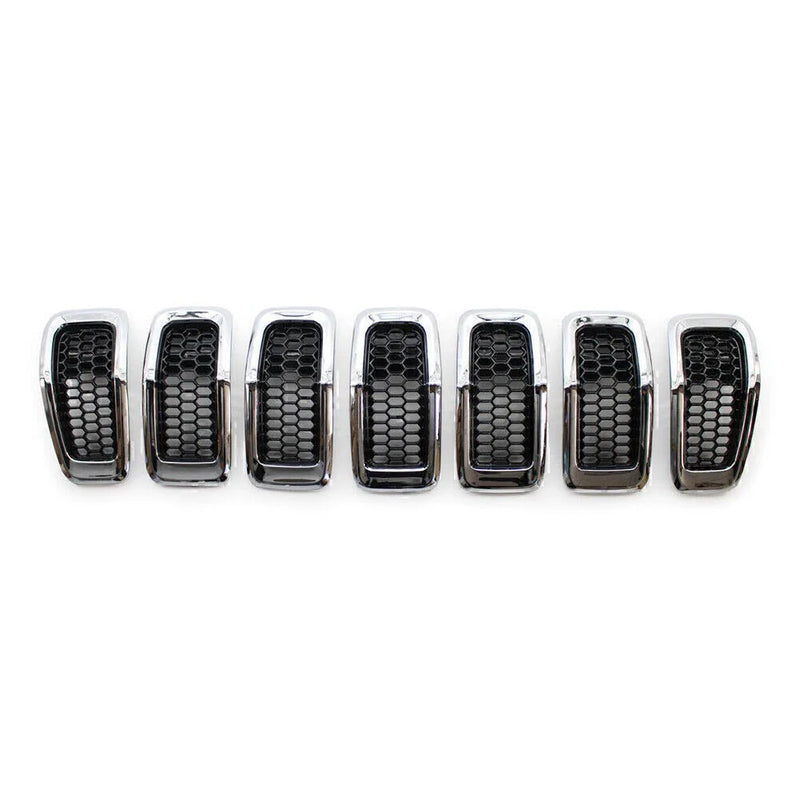 Jeep Cherokee Chrome Honeycomb Grille Inserts Cover Trim (2014-2018)