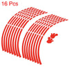 Car & Motorcycle 16pcs Rim Sticker Tape Strip Accessory Red