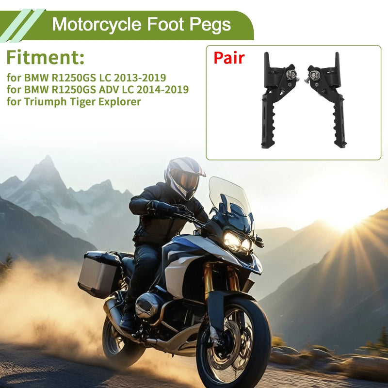 BMW R1250GS LC Motorcycle Foot Pegs / 1 pair / Footrest Black (2013–2019)