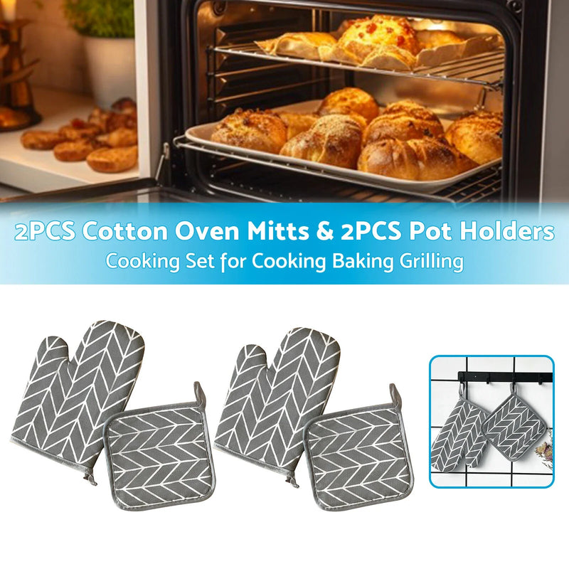 Cooking & Baking Grey Oven Mitt & Pot Holder Set - BBQ Gloves