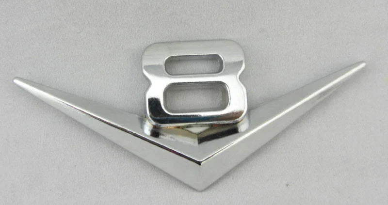 Silver Engine Logo V8 Metal Sticker V8  Emblem Decal Badge