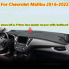 Chevrolet Malibu Dash Board Cover Mat / Black Leather (2016–2022)