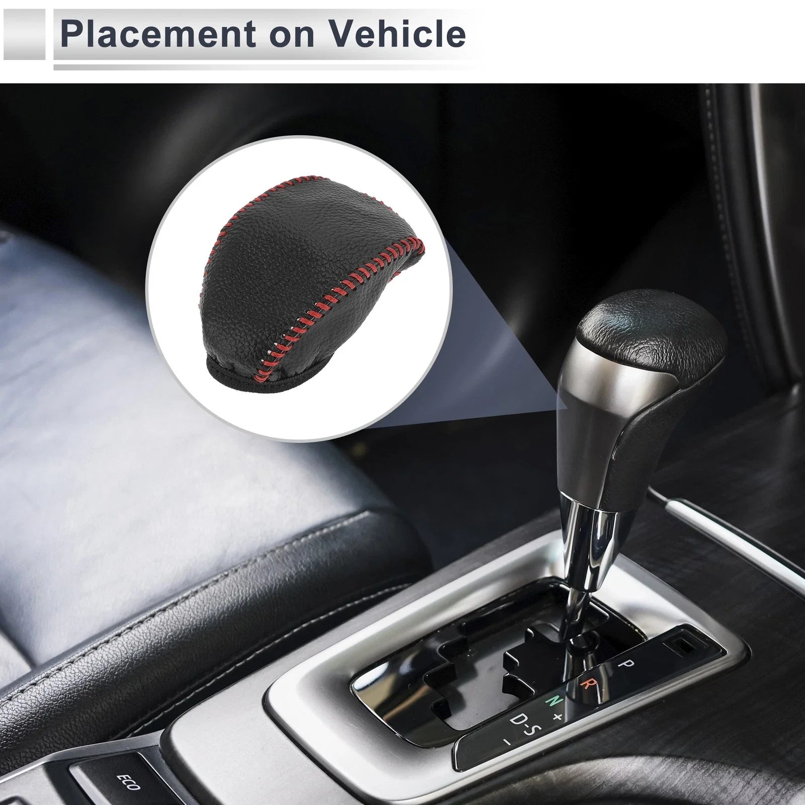 Car Gear Shift Knob Cover for Toyota RAV4 2019-2024, Pebbled Black Red