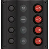 Marine / Caravan, IP65 Splash Proof Switch Panel LED 4 Gang with Circuit Breakers